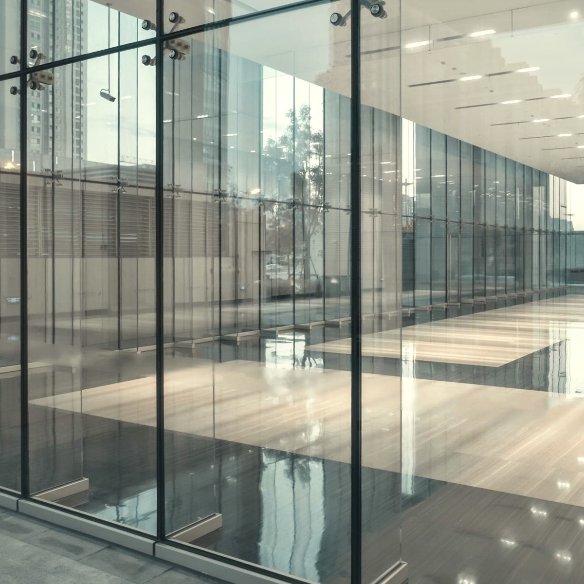 Modern glass office facade